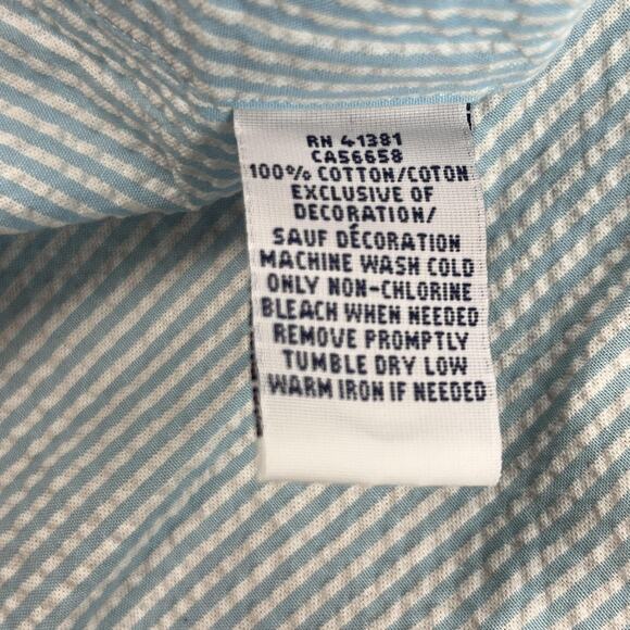 Ralph Lauren Shirt Mens 2XL Blue Short Sleeve Button Up Seersucker Stripe Collar - Picture 3 of 8